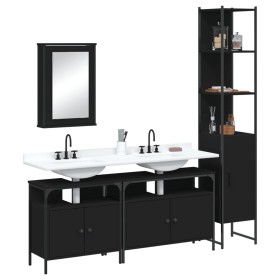 Juego de muebles de baño 4 pzas madera contrachapada negro de , Muebles de baño - Ref: Foro24-3214805, Precio: 247,15 €, Desc...