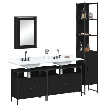 Juego de muebles de baño 4 pzas madera contrachapada negro de , Muebles de baño - Ref: Foro24-3214805, Precio: 247,15 €, Desc...