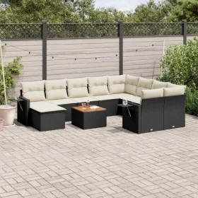 Set de sofás de jardín 11 pzas y cojines ratán sintético negro de , Conjuntos de jardín - Ref: Foro24-3257183, Precio: 639,07...