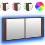 Armario de baño con espejo y luz LED marrón roble 100x12x45 cm de , Tocadores de baño - Ref: Foro24-834961, Precio: 75,12 €, ...