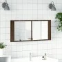 Armario de baño con espejo y luz LED marrón roble 100x12x45 cm de , Tocadores de baño - Ref: Foro24-834961, Precio: 75,12 €, ...
