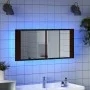 Armario de baño con espejo y luz LED marrón roble 100x12x45 cm de , Tocadores de baño - Ref: Foro24-834961, Precio: 75,12 €, ...