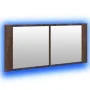 Armario de baño con espejo y luz LED marrón roble 100x12x45 cm de , Tocadores de baño - Ref: Foro24-834961, Precio: 75,12 €, ...