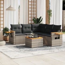 Set de muebles de jardín 6 pzas y cojines ratán sintético gris en Conjuntos de jardín | Comprar online en Foru.es