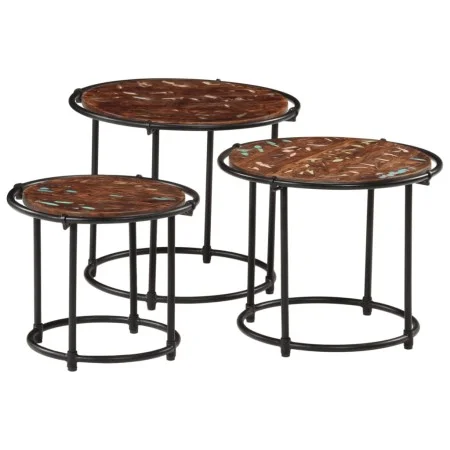 Mesas apilables 3 piezas madera maciza reciclada de , Mesas auxiliares - Ref: Foro24-358932, Precio: 82,63 €, Descuento: %