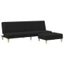 Sofá cama de 2 plazas con taburete tela negro de , Sofás - Ref: Foro24-3258140, Precio: 293,64 €, Descuento: %
