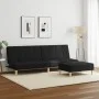 Sofá cama de 2 plazas con taburete tela negro de , Sofás - Ref: Foro24-3258140, Precio: 293,64 €, Descuento: %