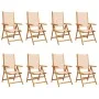 Sillas jardín reclinables 8 uds madera maciza y tela beige de , Sillas de jardín - Ref: Foro24-3214549, Precio: 575,28 €, Des...