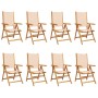 Sillas jardín reclinables 8 uds madera maciza y tela beige de , Sillas de jardín - Ref: Foro24-3214549, Precio: 586,33 €, Des...