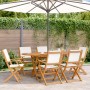 Sillas jardín plegables 6 uds tela madera maciza y tela crema de , Sillas de jardín - Ref: Foro24-3214575, Precio: 328,22 €, ...
