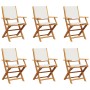 Sillas jardín plegables 6 uds tela madera maciza y tela crema de , Sillas de jardín - Ref: Foro24-3214575, Precio: 328,22 €, ...