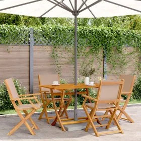 Faltbare Gartenstühle, 4 Stück, Massivholz und taupefarbener Stoff von , Gartenstühle - Ref: Foro24-3214580, Preis: 244,21 €,...