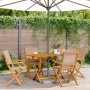 Sillas de jardín plegables 4 uds madera maciza y tela taupe de , Sillas de jardín - Ref: Foro24-3214580, Precio: 267,31 €, De...