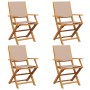 Sillas de jardín plegables 4 uds madera maciza y tela taupe de , Sillas de jardín - Ref: Foro24-3214580, Precio: 267,31 €, De...
