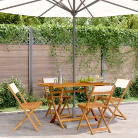 Sillas jardín plegables 4 uds tela madera maciza y tela crema de , Sillas de jardín - Ref: Foro24-3214610, Precio: 147,64 €, ...