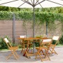 Sillas jardín plegables 4 uds tela madera maciza y tela crema de , Sillas de jardín - Ref: Foro24-3214610, Precio: 147,64 €, ...