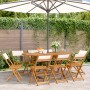 Sillas jardín plegables 8 uds tela madera maciza y tela crema de , Sillas de jardín - Ref: Foro24-3214612, Precio: 280,89 €, ...