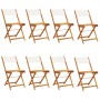 Sillas jardín plegables 8 uds tela madera maciza y tela crema de , Sillas de jardín - Ref: Foro24-3214612, Precio: 280,89 €, ...