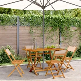 Faltbare Gartenstühle, 4 Stück Massivholz und beige Stoff von , Gartenstühle - Ref: Foro24-3214619, Preis: 169,52 €, Rabatt: %