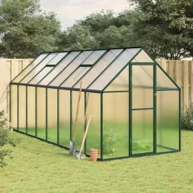 Invernadero con marco base aluminio verde 445x169x195 cm de , Invernaderos - Ref: Foro24-3266333, Precio: 667,84 €, Descuento: %