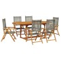 Set de comedor de jardín 7 pzas ratán PE madera acacia gris de , Conjuntos de jardín - Ref: Foro24-3281719, Precio: 741,02 €,...