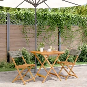 Juego de bistro de 3 piezas ratán PE y madera maciza gris de , Conjuntos de jardín - Ref: Foro24-3281863, Precio: 159,87 €, D...