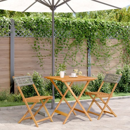 Juego de bistro de 3 piezas ratán PE y madera maciza gris de , Conjuntos de jardín - Ref: Foro24-3281863, Precio: 155,78 €, D...