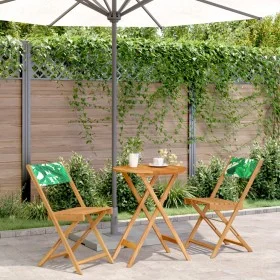 Juego de bistro de 3 piezas tela madera maciza estampado hojas de , Conjuntos de jardín - Ref: Foro24-3281752, Precio: 133,12...