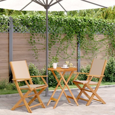 Juego de bistro de 3 piezas tela y madera maciza bej de , Conjuntos de jardín - Ref: Foro24-3281799, Precio: 176,47 €, Descue...