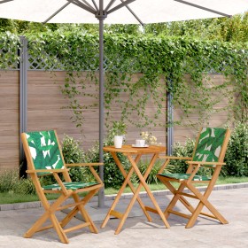 Juego de bistro de 3 piezas tela madera maciza estampado hojas de , Conjuntos de jardín - Ref: Foro24-3281800, Precio: 174,28...