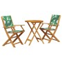 Juego de bistro de 3 piezas tela madera maciza estampado hojas de , Conjuntos de jardín - Ref: Foro24-3281800, Precio: 174,28...