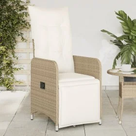 Reclining garden chair with beige synthetic rattan cushions by , Garden chairs - Ref: Foro24-365698, Price: 154,36 €, Discoun...