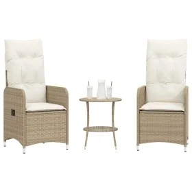 Sillones reclinables de jardín con mesa 2 uds ratán PE beige de , Sillas de jardín - Ref: Foro24-365693, Precio: 260,10 €, De...