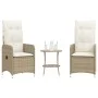 Sillones reclinables de jardín con mesa 2 uds ratán PE beige de , Sillas de jardín - Ref: Foro24-365693, Precio: 260,10 €, De...