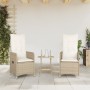 Sillones reclinables de jardín con mesa 2 uds ratán PE beige de , Sillas de jardín - Ref: Foro24-365693, Precio: 266,51 €, De...