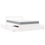 Cama con cajones y colchón madera maciza pino blanco 140x190 cm de , Camas y somieres - Ref: Foro24-3281911, Precio: 525,90 €...