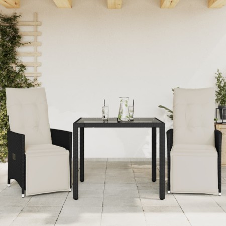 Mesita y sillas con cojines 3 piezas ratán sintético negro de , Conjuntos de jardín - Ref: Foro24-3276863, Precio: 322,47 €, ...