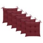 Sillas de jardín 6 uds con cojines rojo tinto madera de teca de , Sillas de jardín - Ref: Foro24-3065614, Precio: 391,48 €, D...