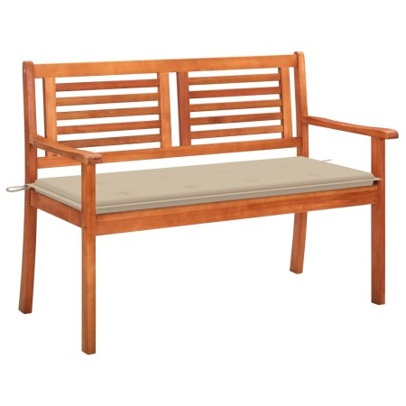 Banco de jardín 2 plazas madera maciza eucalipto y cojín 120 cm de , Bancos de jardín - Ref: Foro24-3060972, Precio: 188,47 €...