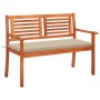 Banco de jardín 2 plazas madera maciza eucalipto y cojín 120 cm de , Bancos de jardín - Ref: Foro24-3060972, Precio: 188,47 €...