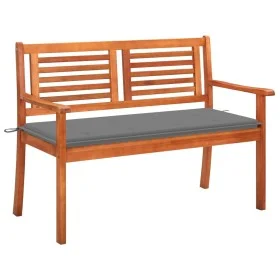 Banco de jardín 2 plazas madera maciza eucalipto y cojín 120 cm de , Bancos de jardín - Ref: Foro24-3060970, Precio: 181,51 €...
