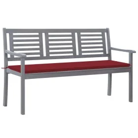 Gartenbank 3-Sitzer aus grauem Eukalyptusholz und Kissen, 150 cm. von , Gartenbänke - Ref: Foro24-3061059, Preis: 229,14 €, R...
