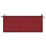 Banco Batavia madera maciza de teca con cojín color vino 120 cm de , Bancos de jardín - Ref: Foro24-3062163, Precio: 216,94 €...