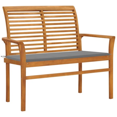 Banco de jardín madera maciza de teca con cojín gris 112 cm de , Bancos de jardín - Ref: Foro24-3062650, Precio: 153,04 €, De...