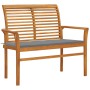 Banco de jardín madera maciza de teca con cojín gris 112 cm de , Bancos de jardín - Ref: Foro24-3062650, Precio: 153,04 €, De...