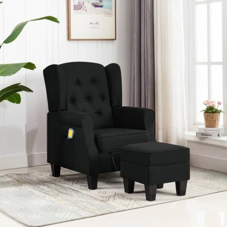 Sillón de masaje con reposapiés tela negro de vidaXL, Sillones de masaje eléctricos - Ref: Foro24-320163, Precio: 271,02 €, D...