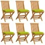Sillas de jardín 6 uds cojines verde brillante madera de teca de , Sillas de jardín - Ref: Foro24-3065616, Precio: 381,33 €, ...