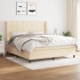 Cama box spring con colchón tela color crema 180x200 cm de , Camas y somieres - Ref: Foro24-3131454, Precio: 644,43 €, Descue...