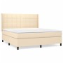 Cama box spring con colchón tela color crema 180x200 cm de , Camas y somieres - Ref: Foro24-3131454, Precio: 644,43 €, Descue...