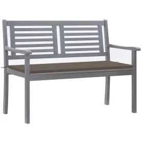 Zweierbank aus grauem Eukalyptusholz und Kissen, 120 cm. von , Gartenbänke - Ref: Foro24-3061031, Preis: 187,82 €, Rabatt: %